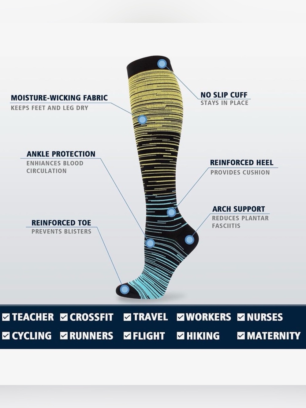 Knee High Multicolor Compression Socks Pack